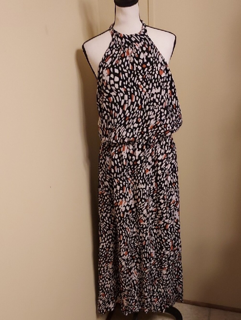 Pretty Garden Black Floral High Low Halter Dress